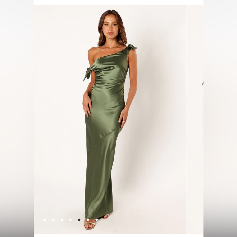 Petal and Pup Off the Shoulder Olive Green Dress